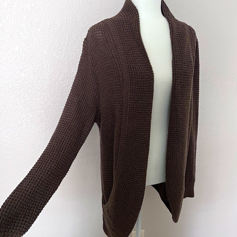 Market & Spruce Tabatha Brown Waffle Knit Cocoon Cardigan Sweater Womens XL Cozy